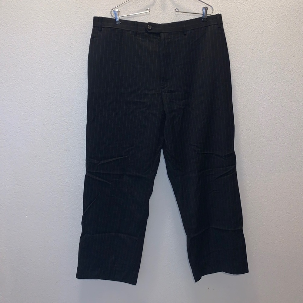 Black pinstriped 100% wool dress pants 40R